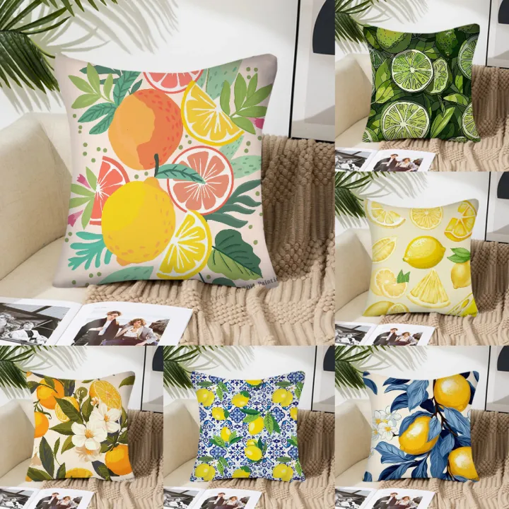 Lemon Pillow Case Square Pillow Bedroom Sofa Leisure Comfort Cushion Car Living Room Home Decoration 40X40