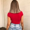 Harajuku Streetwear Top Punk Hip Hop Line One Line Collar Bra Fashion  Slim Fit Solid Color Short Sleeve Jumpsuit Bodysuit. 