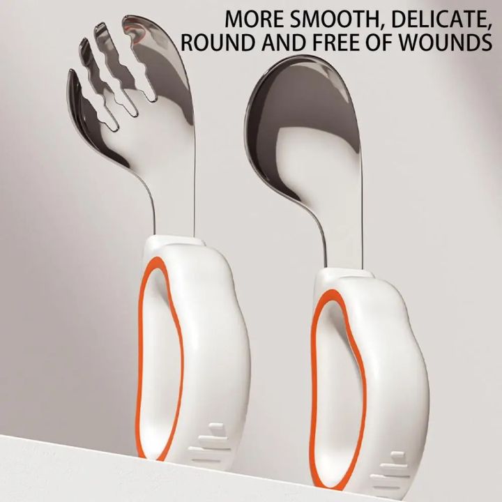 Nechibaby-%20316%20Stainless%20Steel%20Baby%20Cutlery%20Set%20For%20Self%20Feeding%20Baby%20Fork%20And%20Spoon%20Set%20With%20Silicone%20Handle%20Kids%20Silverware%20Spoons%20Forks%20-%20Image%202