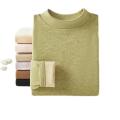 New Cashmere Silk Half-High Neck Thermal Underwear De-Dong Mid-Neck Autumn Top & Trousers Fleece-Lined Thickened Couples Set.