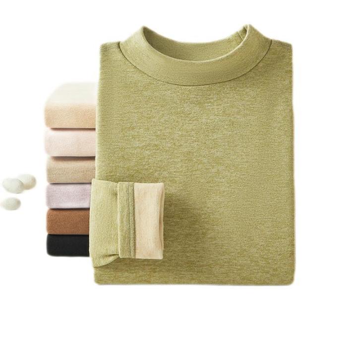 New%20Cashmere%20Silk%20Half-High%20Neck%20Thermal%20Underwear%20De-Dong%20Mid-Neck%20Autumn%20Top%20&%20Trousers%20Fleece-Lined%20Thickened%20Couples%20Set%20-%20Image%205