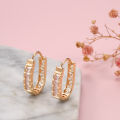 Kinel New Fashion Natural Zircon Hoop Earrings for Women 585 Rose Gold Color Hollow Flower Fine Wedding Party Jewelry. 