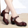 Spring/autumn New Pointed Head Square with Solid Color Thick Heel Shoes Fashion Comfortable  Casual Banquet Women's Shoes. 