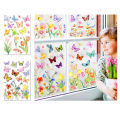 8 Sheets Spring Cartoon Butterfly Tulip Floral Party Decorations Window Static Stickers DIY Glass Clings Party Backdrops Decals. 