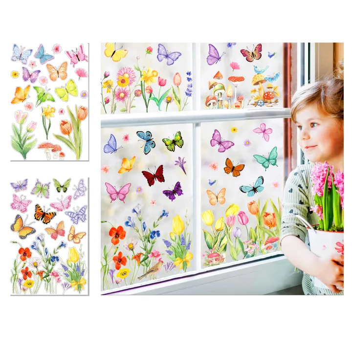 8%20Sheets%20Spring%20Cartoon%20Butterfly%20Tulip%20Floral%20Party%20Decorations%20Window%20Static%20Stickers%20DIY%20Glass%20Clings%20Party%20Backdrops%20Decals%20-%20Image%204