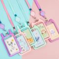 Cat Ear Card Holder+Retractable Reel Lanyard,Work ID Card Holder Campus Card Neck Lanyard Badge Holder Protective Cover.