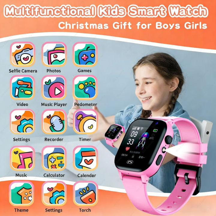 Children's Smartwatch Boy and girl HD Call LED Flashlight SOS LBS Location Waterproof Alarm Clock Step Count Smart WatchHT30