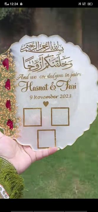 Resin Product.Nikkah Couple thumb print Tray