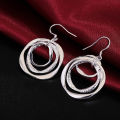 Production charm women lady Valentine's gift  silver color circles earringscharm Women free shipping  jewelry. 