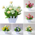 Artificial Flowers Home Decor Simulation Plant Plastic Fake Flower Potted Home Living Room Ornaments Rose Fence Flower Set. 