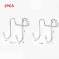 304stainless steel hooked punching doubleS-shaped hook kitchen bathroom cabinet door back style clothes hats towels storage rack.