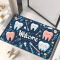 Dental Theme Pattern Door Mat Tooth Designs Smoke Technological Robotic Elements Dental Clinic Door Mat Dental Clinic Door Mat. 