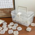 Mini Plastic Jewelry Storage Box Square Transparent Flip Portable Pill Container Jewelry Holder Packaging Earrings Display Case.