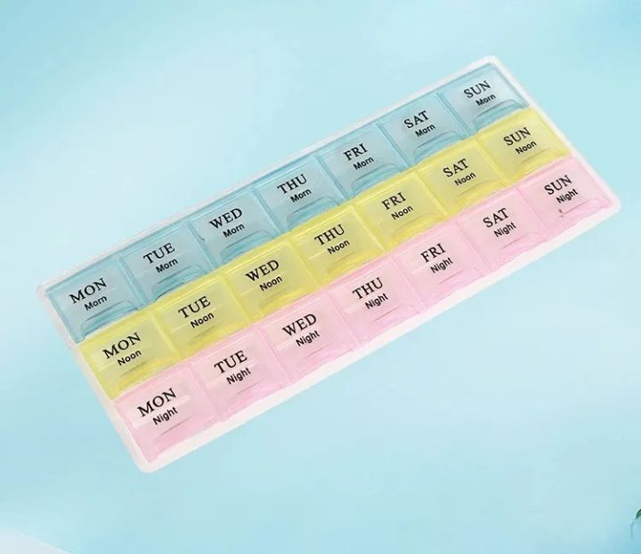 Portable Travel Pill Box Cases Organizer 7 Days 21 Grids 3 Times One ...