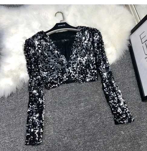 Street%20Fashion%20Joker%20Short%20Edition%20Sequins%20Small%20Suit%20Sparkling%20Bead%20Piece%20Suit%20Small%20Jacket%20Tank%20Top%20Jazz%20Dance%20Performance%20-%20Image%207
