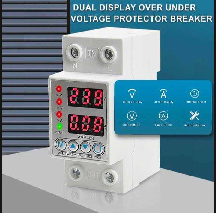 Muhafiz Switch Adjustable Intelligent Single Phase Over & under voltage And Ampere protector 80A