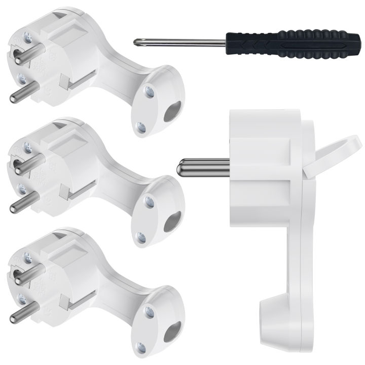 4pcs EU Plug Adapter Replacement Rewireable AC Power Plug Male Female ...