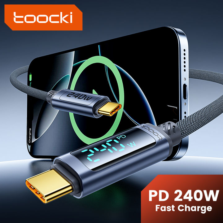 Toocki 240W USB C TO C Cable PD 3.1 Fast Charge Type C To Type C Display Cable For iPhone 15 16 12 13 S23 Macbook
