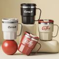 304 Stainless Steel Thermal Water Cup With Handle Portable Double Wall Insulated Mug Sealed Drinking Cup For Cold And Hot Drinks. 