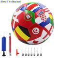 National Flag Printed Football Size 5 Official Match Soccer Ball PVC 2.7mm Thickened Team Training Ball for Outdoor Sports.
