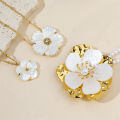 Kissmoon Exaggerated Flower Pendant Necklace for Women Stainless Steel Exquisite Flower Beaded Chain Necklace Jewelry . 