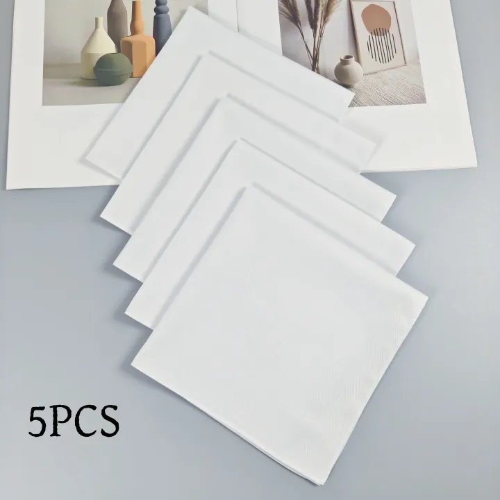 5PCS%20Pure%20White%20Gentleman%20Handkerchief%20Suit%20Pocket%20Square%20Plain%20Hair%20Band%2035cm/13.7in%20-%20DIY%20Fashion%20Accessory%20-%20Image%207