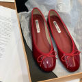 Women's fashion bow flat shoes spring and autumn new style French retro shallow opening single shoes for women.. 