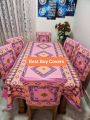 Block Print 6 Seater Dining Table Cloth and Chair Cover. 