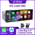 IPS 6.9 Inch 1Din Carplay Android Auto Car Radio Multimedia Video MP5 Player 1 Din No DVD with Bluetooth Stereo USB Charging. 