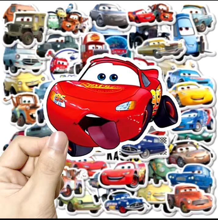 25 Pcs of cartoon car raising stickers for notebook water bottle phone ...