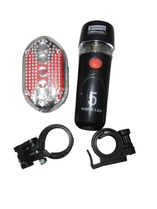 Cycle Parts Emporium - Bicycle Lights 5 LED Power Beam Torch Flashlight Bike Front Light Headlight Taillight Road MTB Mountain Bike Bicycle Accessories