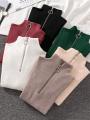 Women Fashion Solid Knitted Sweaters Vintage Long Sleeve Zip-up Basic Half Turtleneck Sweater Female Pullovers Chic Casual Tops.
