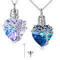 Heart Tree of Life Urn Necklace for Ashes Silver Cremation Jewelry with w/Funnel Filler Memorial Jewelry for Women Girls.