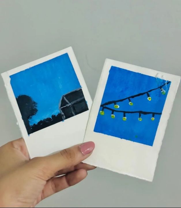 Handmade acrylic Polaroid painting