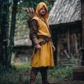 Medieval Mens Surcoat, Linen Hooded Tunic, Renfaire Cape, LARP Ranger Cosplay. 