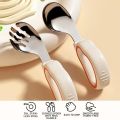 Nechibaby- 316 Stainless Steel Baby Cutlery Set For Self Feeding Baby Fork And Spoon Set With Silicone Handle Kids Silverware Spoons Forks. 