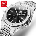 OLEVS 3613 Butterfly Lock Fan Made Luxury Business Watch for Man Sport Stainless Steel Men Watch Luminous Date Watches Quartz watch - Watch For Men.
