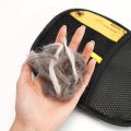 Upgrade Edition Large Pet Static Hair Removal Gloves - Black Polypropylene Cat Grooming Gloves with Yellow Accents.