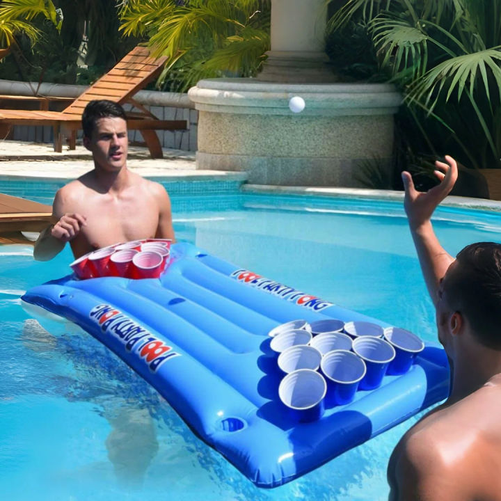 Inflatable Swimming Pool Floating Row Cuphole  Table Water Lounge Chairs Portable Water Hammock Sleeping Bed