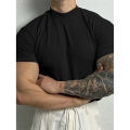 Spring Summer Elastic Men's T-Shirt Small High Collar Stripe Shirt Short Sleeve Fitness Top Leisure Sport T-Shirt Men Sportswear. 