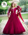 Embroidered Chiffon Maxi Dress for Women - Kaya Work on Neck and Sleeves, Lace Dupatta, 3-Piece Set, Ready-to-Wear. 