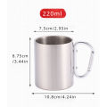 220/300ml Camping Travel Stainless Steel Cup Carabiner Hook Handle Picnic Water Mug Outdoor Travel Hike Cup Portable Mug. 