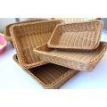 Hand-woven Imitation Rattan Wicker Basket Rectangular Storage Box Fruit Tea Snack Bread Basket Cosmetic House Kitchen Supplies. 