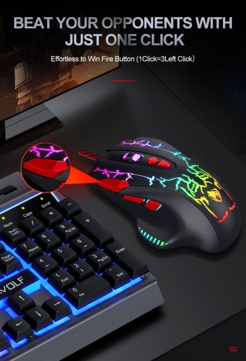 T-WOLF G550 gaming mouse wired 8 programmable buttons RGB backlit ...