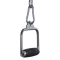 Large image: power up stirrup-handle steel grip for fitness machine with cable, high strength extension stirrup handle gym single stirrup crossover bar attachment home gym fitness grip Silver. 