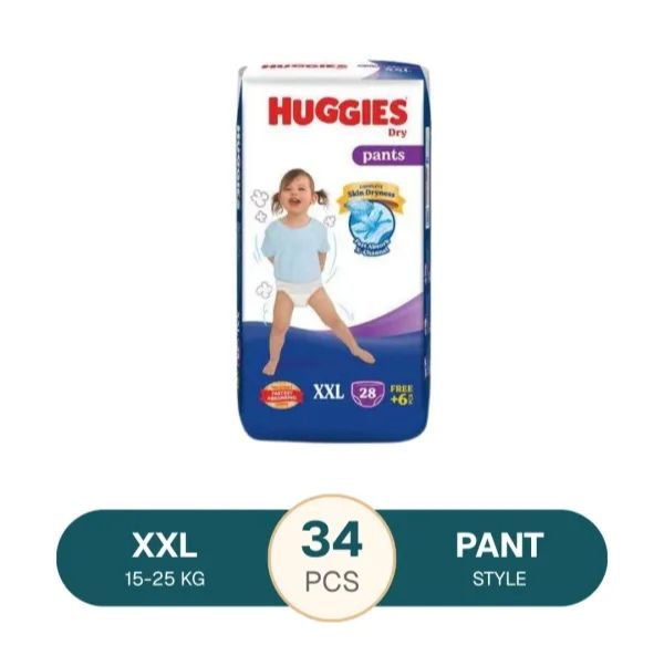 Huggies Dry Pant XXL Diaper 15-25Kg - 34 Pcs (Malaysia)