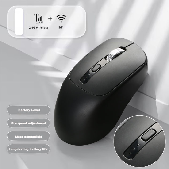 2.4G Bluetooth-compatible Wireless Mouse 500mAh Ergonomic Rechargeable Power Display Office Home Laptop Desktop Computer Mouse