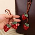 New Cute Strawberry Bag Pendant Braided Strawberry Ornaments Creative Keychain Strawberry Car Hanging. 
