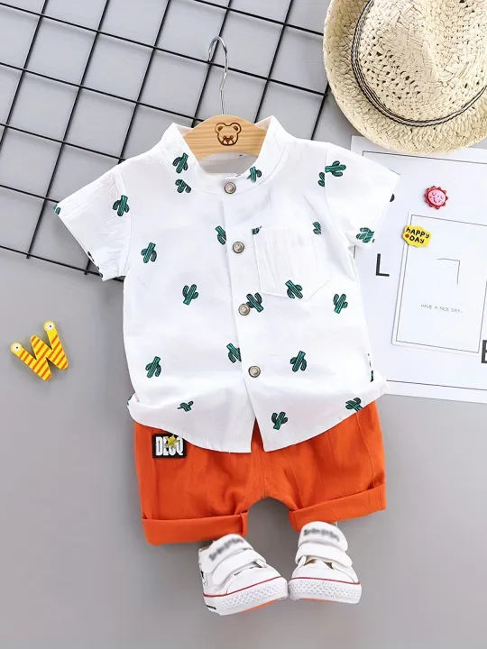 Infant%20Toddler%20Summer%20Full%20Print%20Cactus%20Pattern%20Short%20Sleeve%20Shirt%20And%20Shorts%20Set%20Outdoor%20Standing%20Collar%20Two-Piece%20Outfit%20-%20Image%207