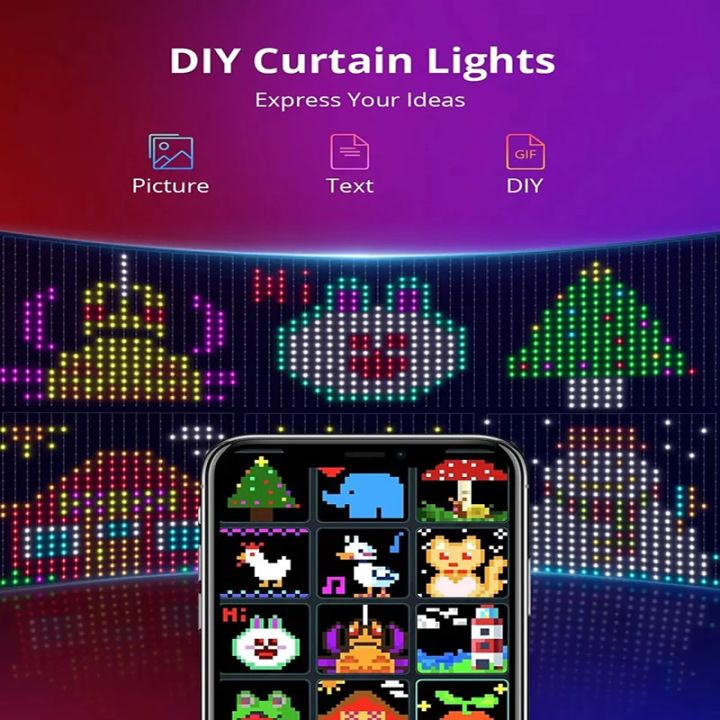 Programmable%20Bluetooth%20Smart%20LED%20Curtain%20String%20Light%20DIY%20Text%20Photo%20Display%20RGB+IC%20String%20Light%20Indoor%20Decoration%20400LED%20-%20Image%202